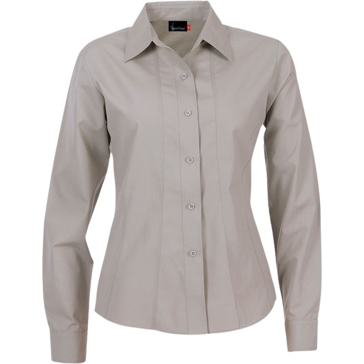 identitee Aston Womens Long-Sleeve Shirt w/ Contour Panels & Stitch Detail