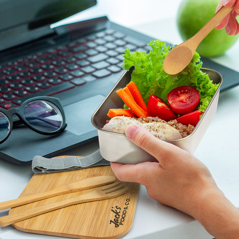 agogo Stainless Steel Lunch Box with Cutlery