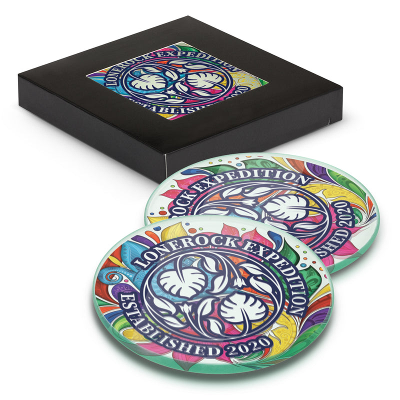 agogo Venice Glass Coaster Set of 2 Round - Full Colour