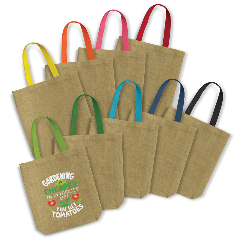 agogo Thera Jute Tote Bag - Coloured Handles