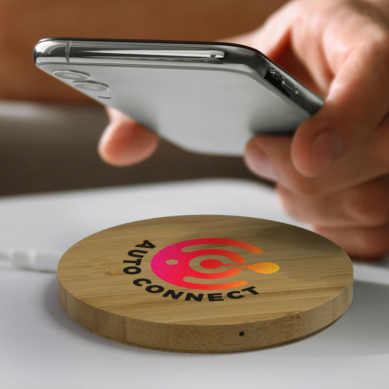 agogo Vita Bamboo Wireless Charger - Round