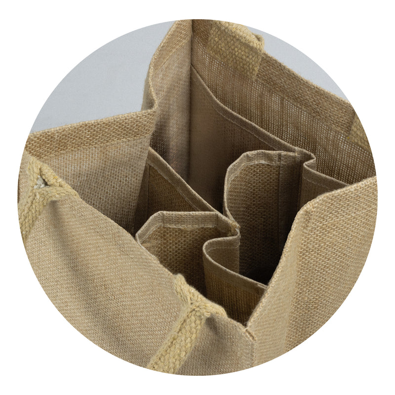 agogo Jute Four Bottle Wine Carrier