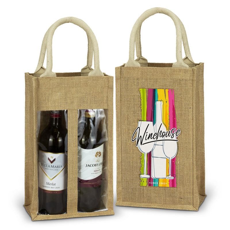 agogo Serena Jute Double Wine Carrier