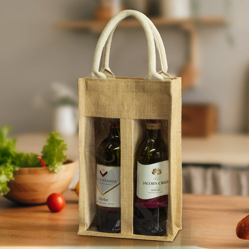 agogo Serena Jute Double Wine Carrier