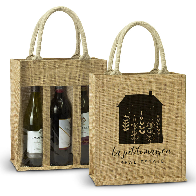 agogo Serena Jute Triple Wine Carrier