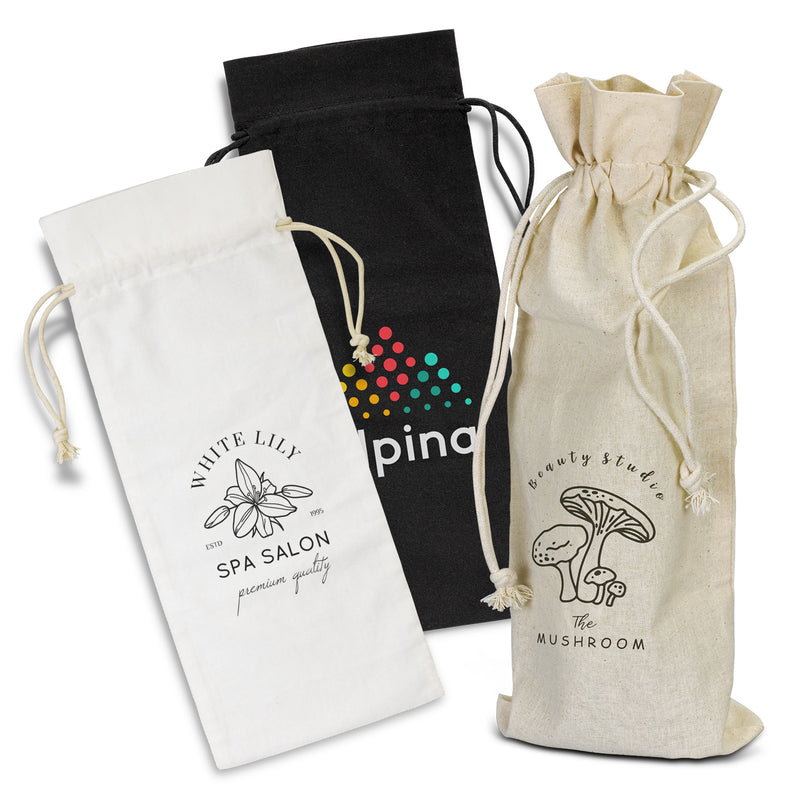 agogo Cotton Wine Drawstring Bag