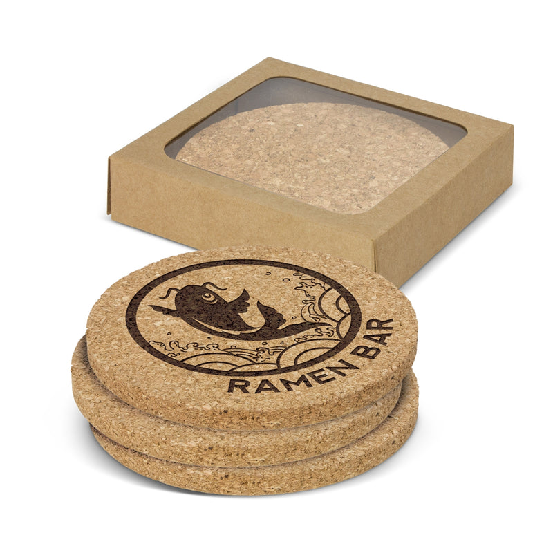 agogo Oakridge Cork Coaster Round Set of 4