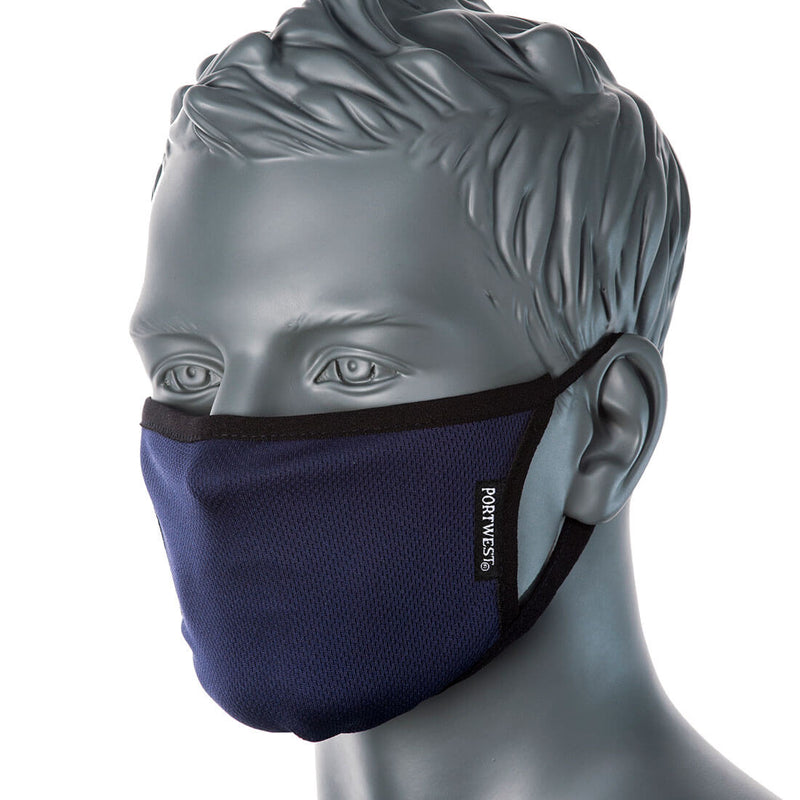 Portwest 3-Ply Anti-Microbial Fabric Face Mask (Pk25)