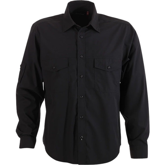 identitee Harley Mens Long-Sleeve Ultra Cool Shirt w/ Twin Pockets & Sleeve Pocket