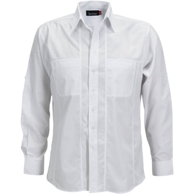 identitee Aston Mens Long-Sleeve Shirt w/ Pockets, Panels & Stitch Detail