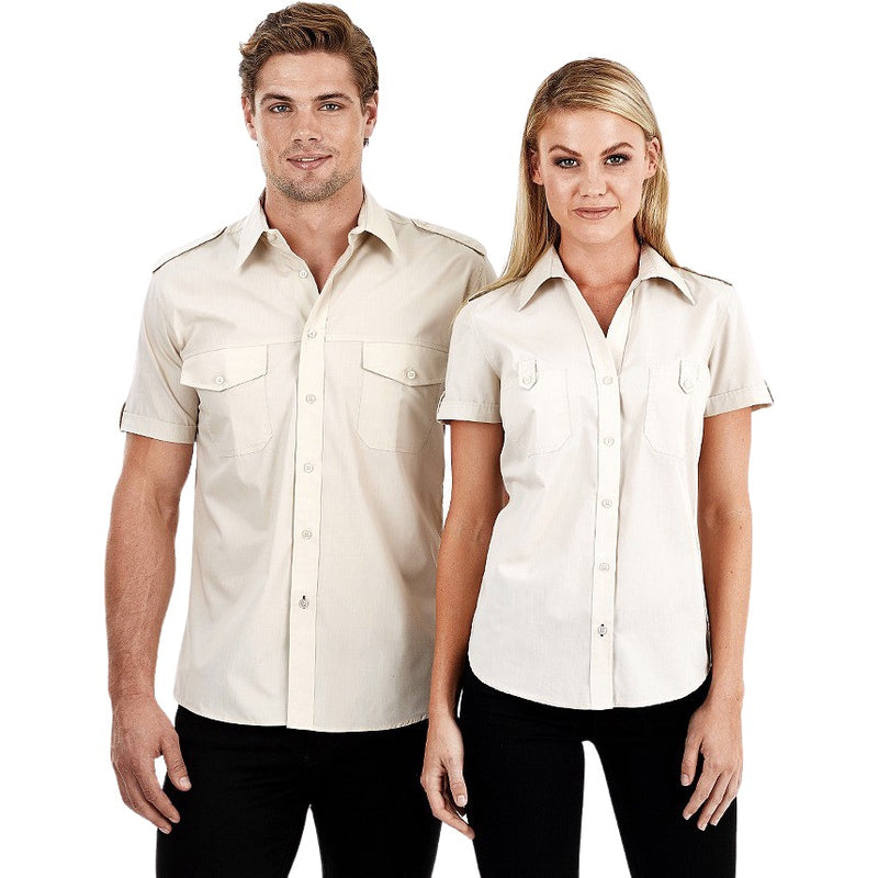 identitee Chelsea Mens Short-Sleeve Shirt w/ Pockets, Eppaulette & Tab