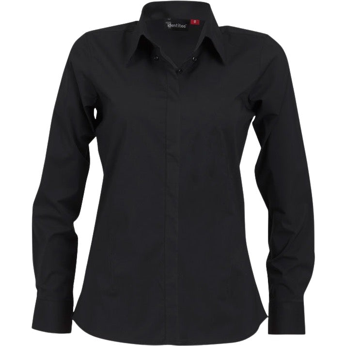 identitee Stella Womens Long-Sleeve Stretch Shirt w/ Concealed Placket