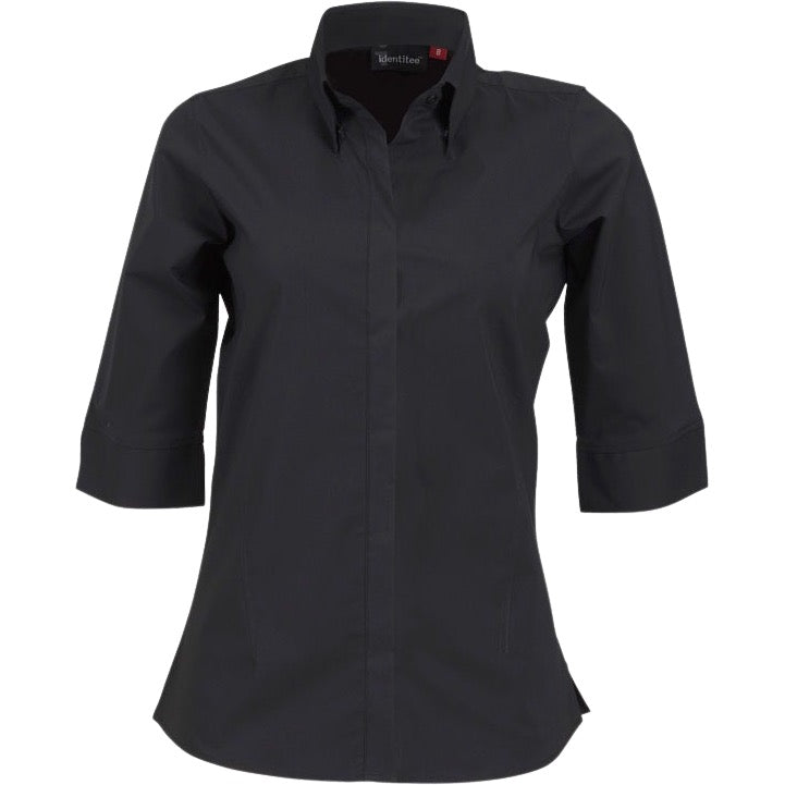 identitee Stella Womens 3/4-Sleeve Stretch Shirt w/ Concealed Placket