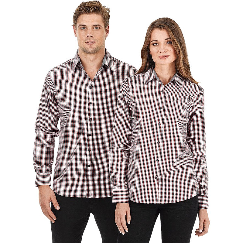 identitee Hudson Womens Long-Sleeve Double Gingham Check Shirt