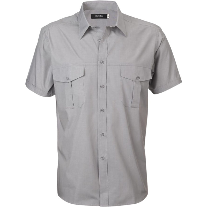 identitee Jasper Mens Short-Sleeve Cross Hatch Casual Shirt