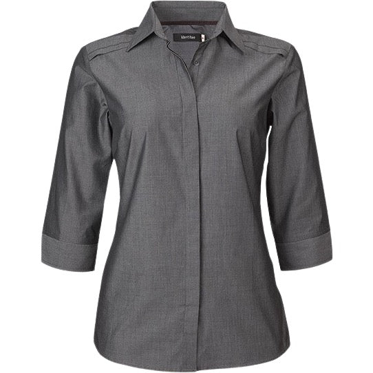 identitee Felix Womens 3/4-Sleeve Cross Hatch Dress Shirt