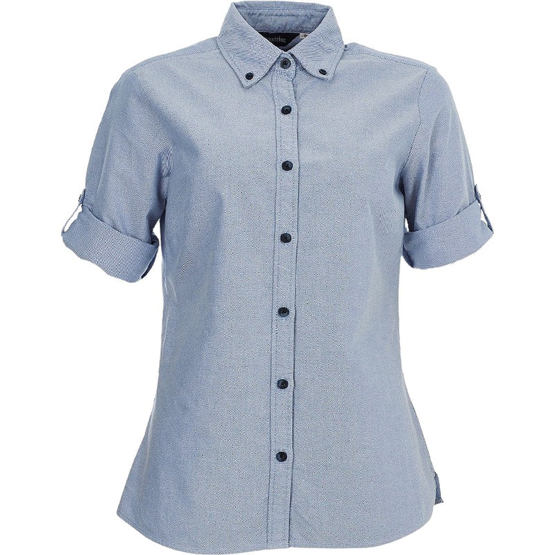 identitee Reuben Womens 3/4 Sleeve Garment Washed Oxford Shirt