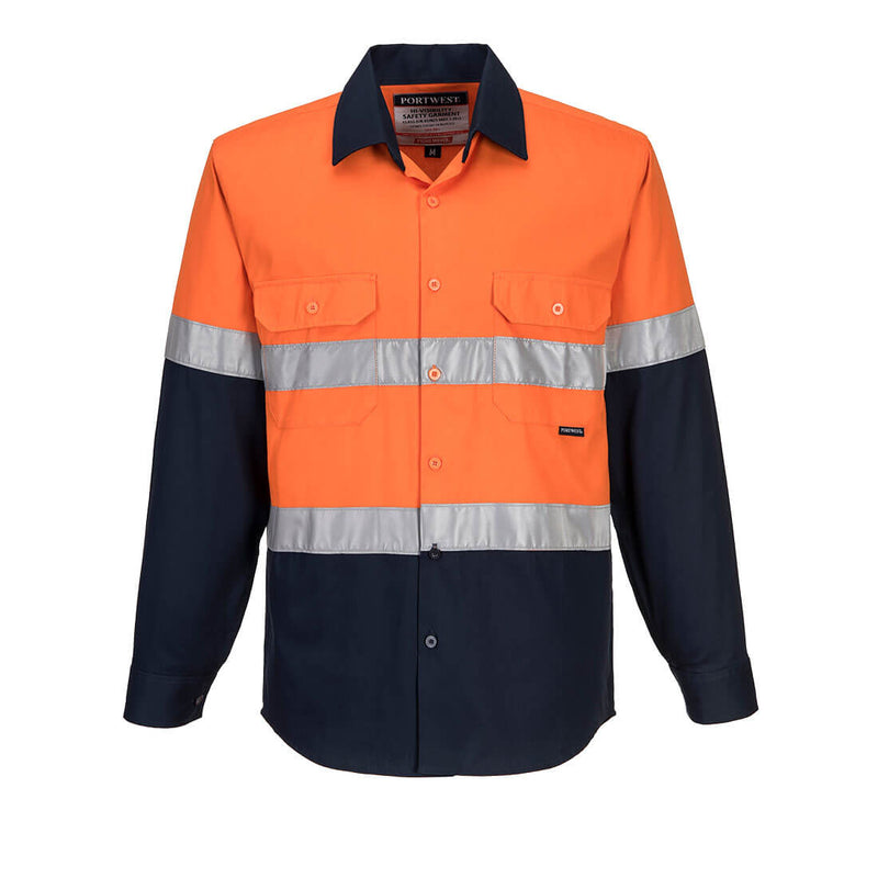 Prime Mover Hi-Vis Two Tone Regular Weight Long Sleeve Shirt with Tape