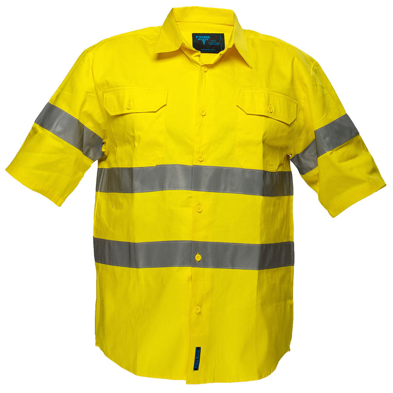 Prime Mover Hi-Vis Regular Weight Short Sleeve Shirt with Tape