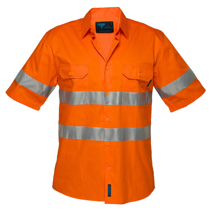 Prime Mover Hi-Vis Lightweight Short Sleeve Shirt with Tape