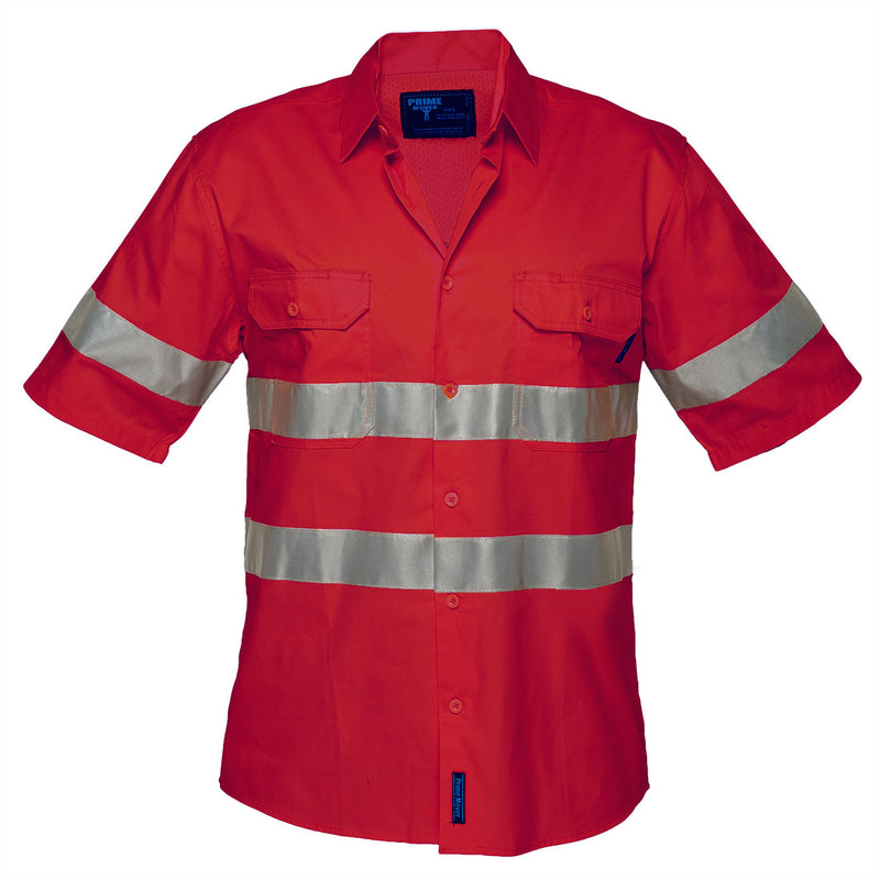 Prime Mover Hi-Vis Lightweight Short Sleeve Shirt with Tape