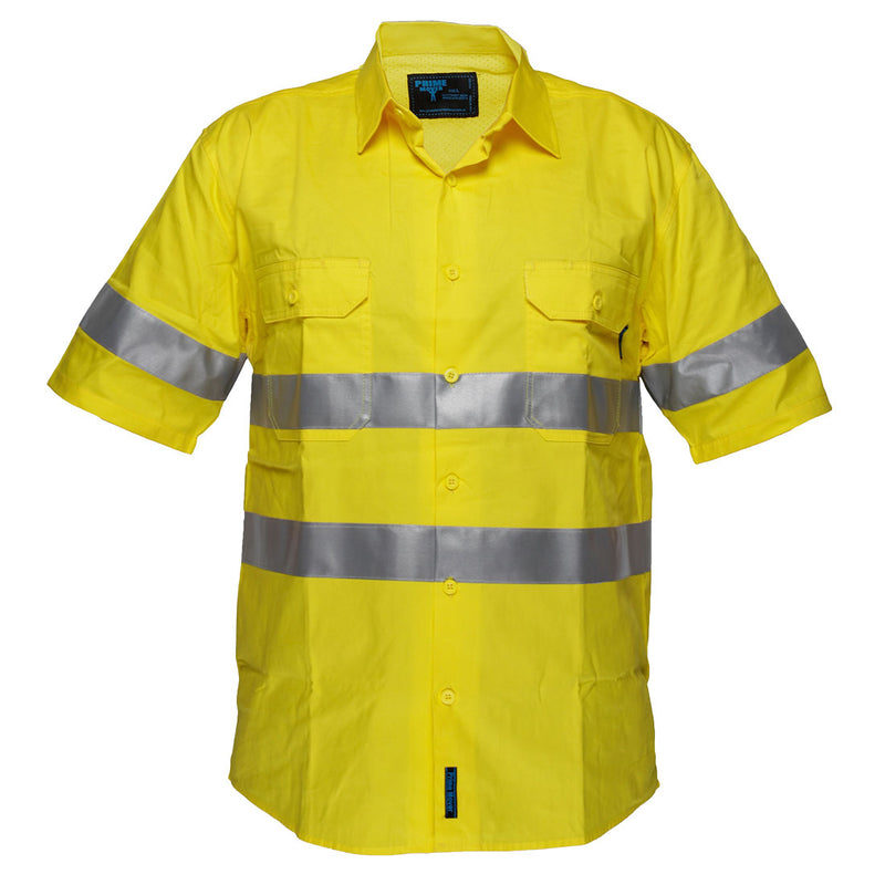 Prime Mover Hi-Vis Lightweight Short Sleeve Shirt with Tape