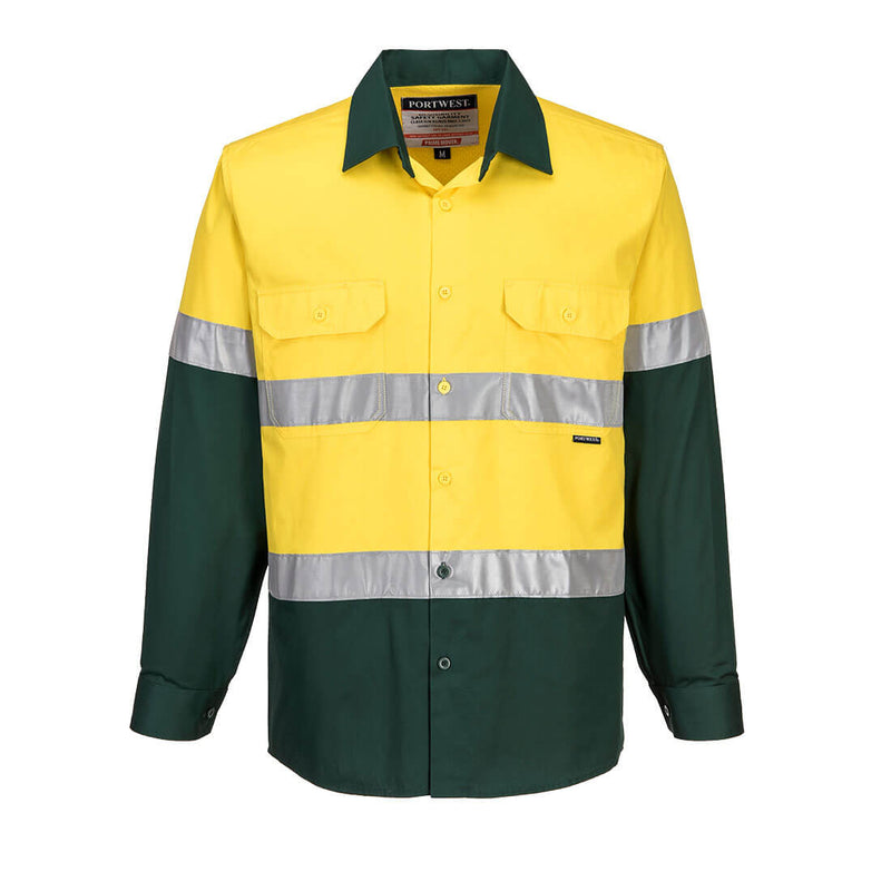 Prime Mover Hi-Vis Two Tone Lightweight Long Sleeve Shirt with Tape