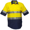 Prime Mover Hi-Vis Two Tone Regular Weight Short Sleeve Closed Front Shirt with Tape