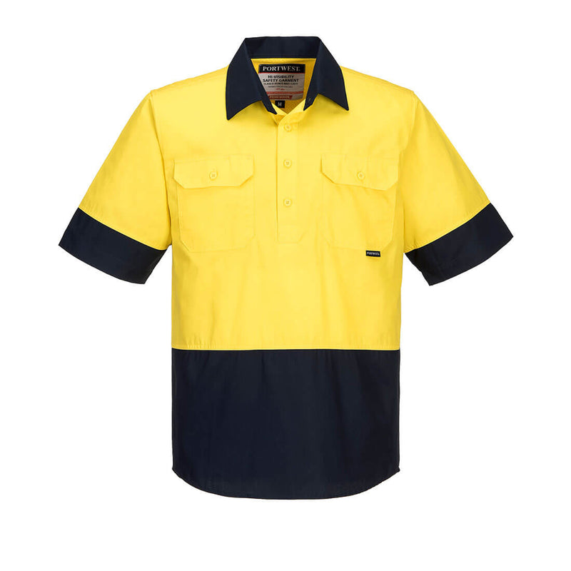 Prime Mover Hi-Vis Two Tone Lightweight Short Sleeve Closed Front Shirt