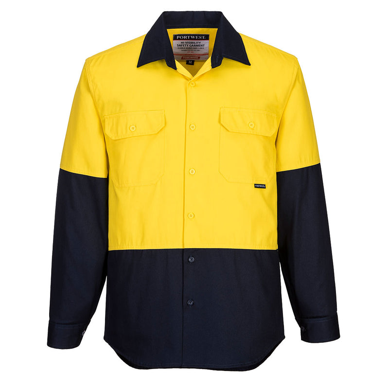 Prime Mover Hi-Vis Two Tone Regular Weight Long Sleeve Shirt