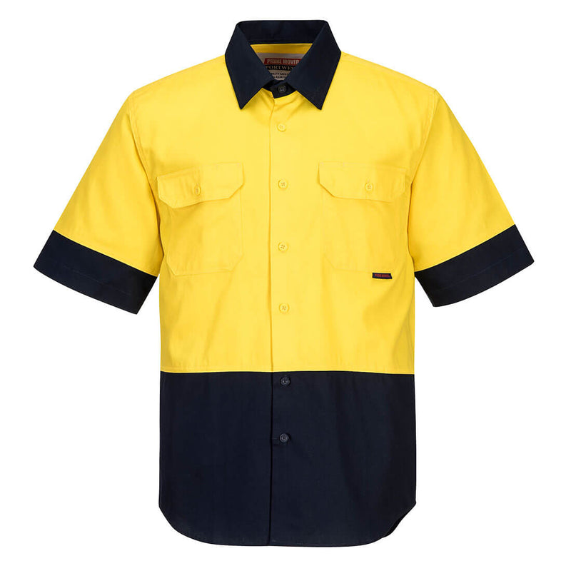 Prime Mover Hi-Vis Two Tone Regular Weight Short Sleeve Shirt